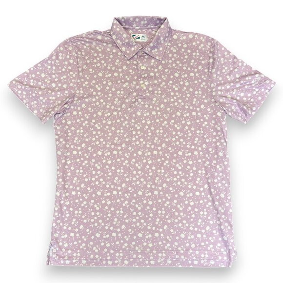 Bermies Men's Lavender Floral Pattern Polo Size Medium - Picture 1 of 5